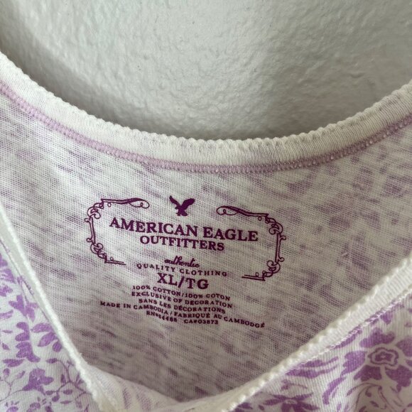 Vintage Y2K American Eagle Purple Floral Babydoll Lace Trim Tank Top XL - Picture 4 of 11